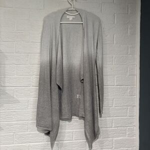 Barefoot Dreams Bamboo Lite Open Front Soft Blanket Cardigan S/M Gray Ombré